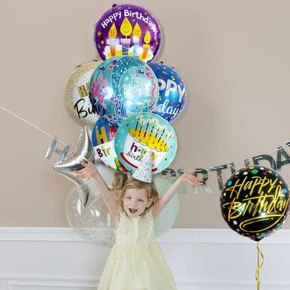 24 Pcs Happy Birthday Foil Balloons 18 inch Round Helium Floating Mylar Balloon - Image 9