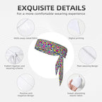 Men's Women Black And White Checkered Retro 80S 90S Sports Sweatbands Multipurpose Novelty Head Ribbon Headdress for Yoga Workout Shower