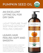 velona Pumpkin Seed Oil USDA Certified Organic - 16 Fl Oz | 100% Pure and Natural Carrier Oil | Unrefined, Cold Pressed | Cooking, Face, Hair, Body & Skin Care | Use Today - Enjoy Result