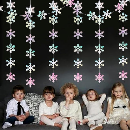 Iridescent-Holographic Snowflake-Snow Christmas Party-Decorations Garland - Image 7