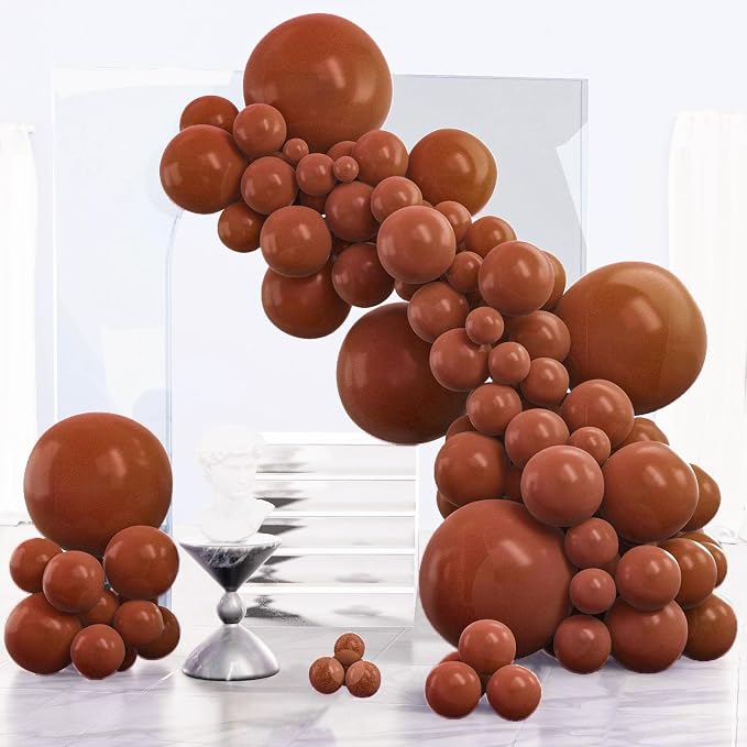 PartyWoo Dark Brown Balloons 140pcs Boho Neutral Coffee Tan Color | 18 12 10 5 by PartyWoo