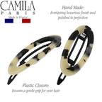 Camila Paris CP1992/2 French Hair Barrette Clip for Women, Handmade, Side Slide-in Metal-Free Closure, Strong Hold Grip Hair Clips for Girls, No Slip Durable Styling Hair Accessories, Made in France