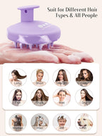 HEETA Scalp Massager Hair Growth, Scalp Scrubber with Soft Bristles, Integrated Silicone Design, Exfoliator for Dandruff Removal & Relaxation, Shampoo Brush Fit Wet Dry Hair Use, Light Purple
