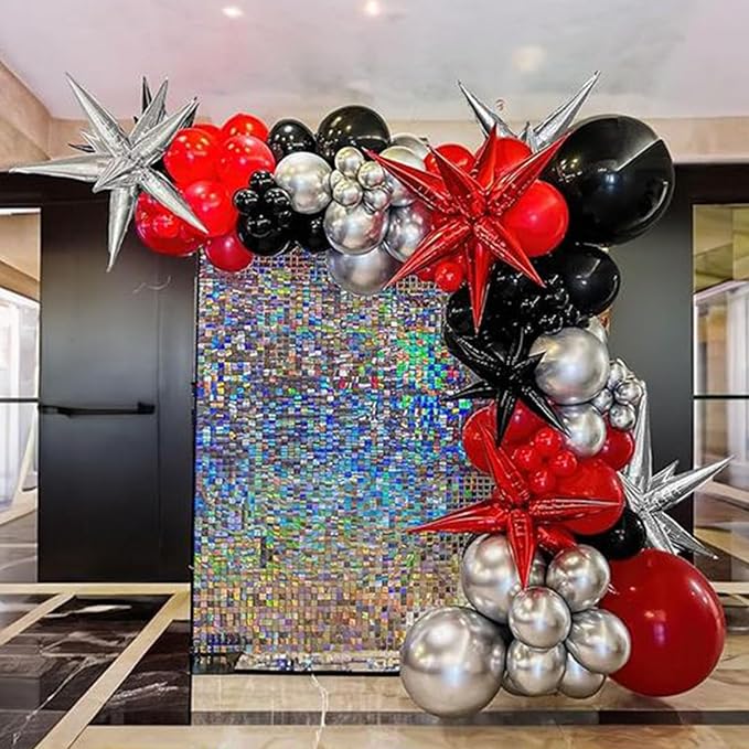 HILAVO 6PCS Star Balloons, 22Inch Black Red and Silver Star Balloon Foil - Image 6