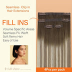 Full Shine Dark Brown Seamless Clip In Hair Extensions, Brown to Ash Brown Highlight Medium Blonde Balayage Clip ins, PU Skin Weft Natural Remy Human Hair Extension, Coverage 4Pcs 20Inch 95 Grams