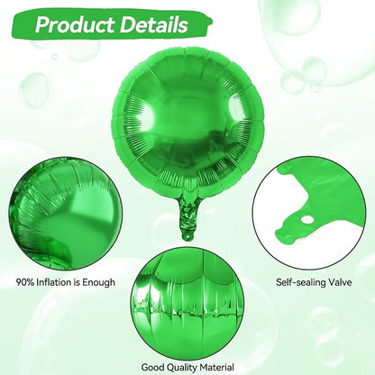 20PCS Green Round Shaped Balloons, 18 Inch Round Foil Balloon, Giant Round - Image 3