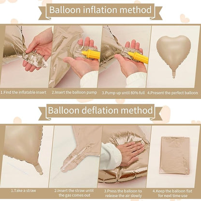 Retro Apricot Heart Balloons, 18inch Sand White Love Foil Balloons - Image 7