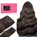 Wennalife Clip in Human Hair Extensions, 24 Inch 150g 9pcs Clip in Hair Extensions Real Human Hair, Light Dark Brown Human Hair Clip in Extensions Remy Human Hair Extensions Clip Ins Double Weft