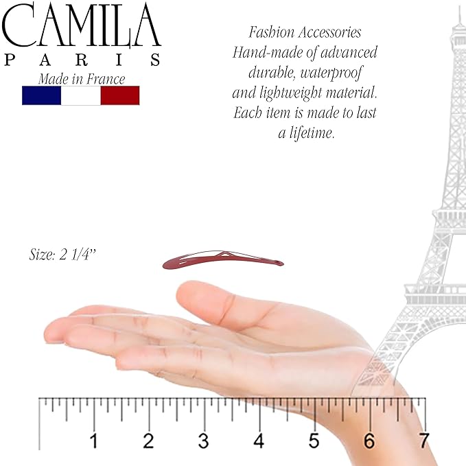 Camila Paris CP1330D French Hair Barrettes Clips, Snap Hair Slides Clic Clac for Women, Styling Girls Side Slide-in Metal Snap Pin Hair Accessories for Women. Strong Hold, No Slip Grip, Made in France