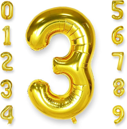 AULE 40 Inch Gold 3 Balloon Number Foil 0-9 Birthday Big Numbers | Birthday by AULE