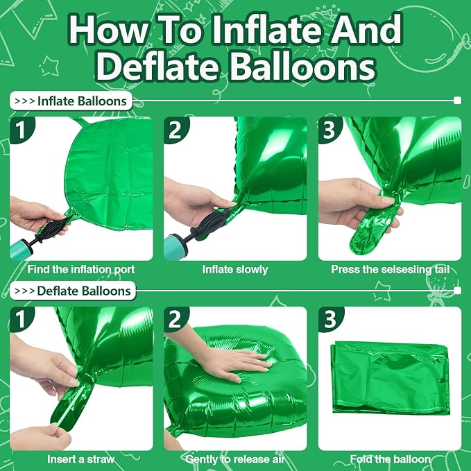 NISOCY 25PCS Metallic Green Square Foil Balloons Wall Backdrop | Double Sided - Image 3