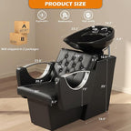 Shampoo Bowl Chair for Salon, Backwash Station Shampoo Sink with Tilting Ceramic Bowl Professional Salon Beauty Spa Barbershop Equipment
