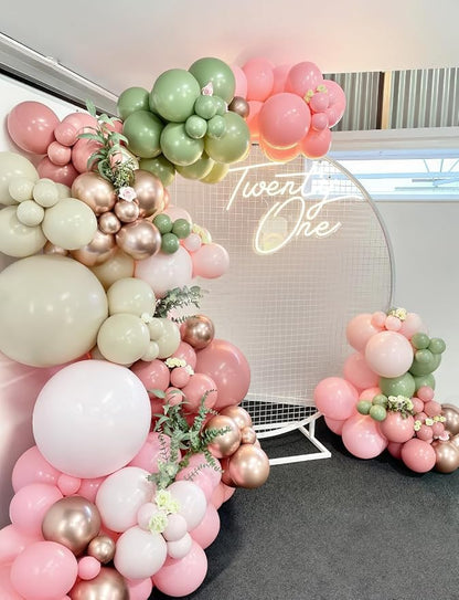 Baby in Bloom Balloon Arch Garland Kit, Sage Green Sand White Balloons - Image 2