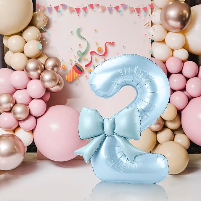 40 Inch Number 2 Balloon with Bow, Coquette Aesthetic Foil Balloon - Image 5