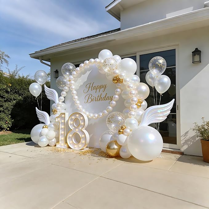 Pearl White Linking Balloons, Tails Balloon - Image 7