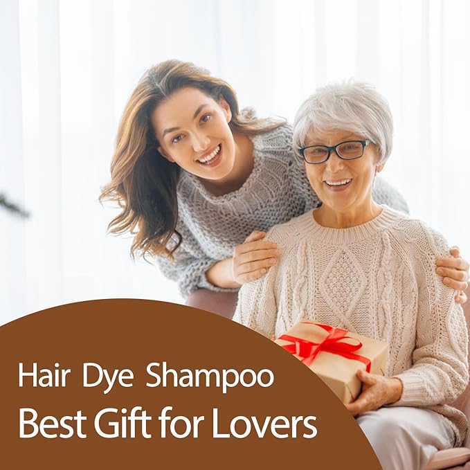 Hair Dye Shampoo 3 in 1, Light Brown Hair Dye for Men & Women, Long Lasting Hair Color for Gray Hair Coverage, Easy to Use, Shampoo for Color Treated Hair Dye 16.9 Fl Oz (Light brown)