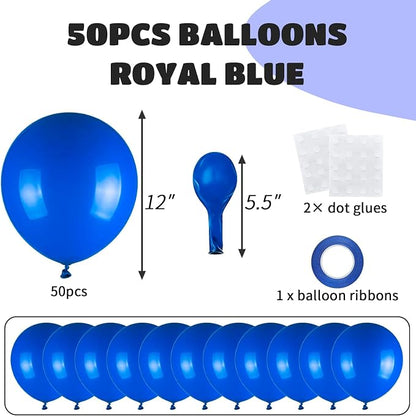 50pcs Royal Blue Balloons 12 Inch, Premium Matte Dark Blue Latex Balloon - Image 2