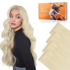 DOORES Invisi Edge Wide Tape in Hair Extensions Real Human Hair, Platinum Blonde 4PCS Injection Tape ins 20g 20 Inch, Invisible Injected 3 Inch Wide Human Extensions Straight