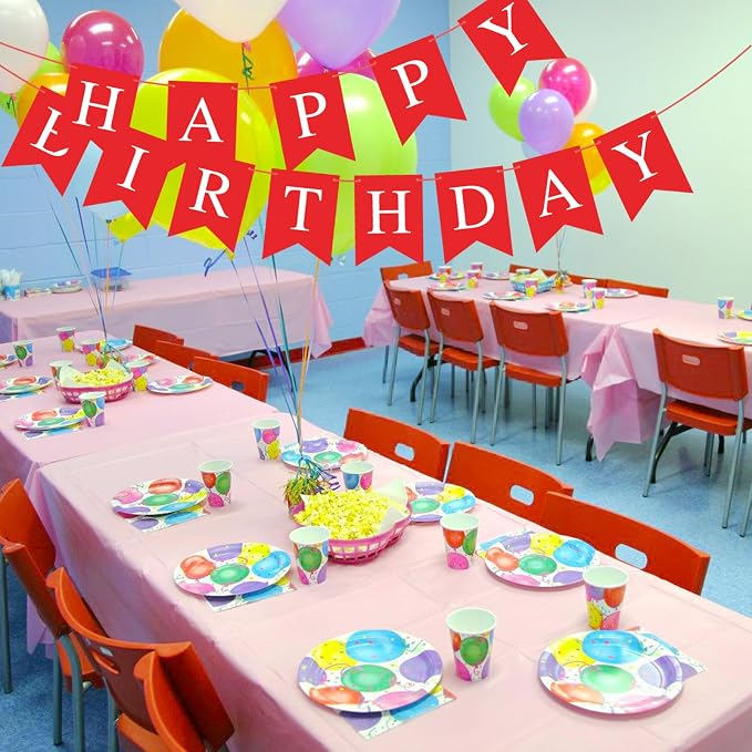 Hooqict Red Happy Birthday Banner Sign - Image 6