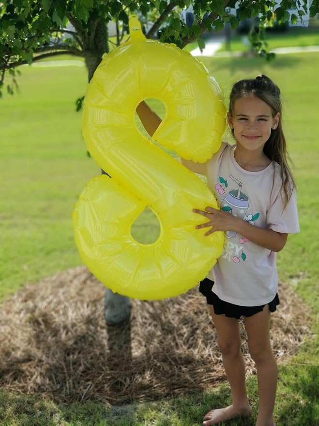 9 Balloon Number 40 Inch Yellow Balloons - Image 4
