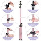 Auroras Adjustable Wig Stand Tripod, Mannequin Stand for Wig Tripod Stand, Mannequin Head Stand for Cosmetology Hairdressing Training, Pink (Mannequin Head Not Included)