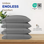 THREAD SPREAD 100% Egyptian Cotton Pillow Cases King - High Thread Count Pillowcases King Size Pack of 2, Cooling & Breathable Extra Long Staple Sateen Weave Cotton Pillow Covers for Bed - Dark Grey