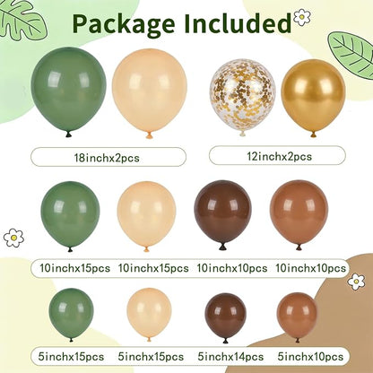 Sage Green Brown Gold Confetti Balloons Arch Kit, Party Decor. | Sage green - Image 2