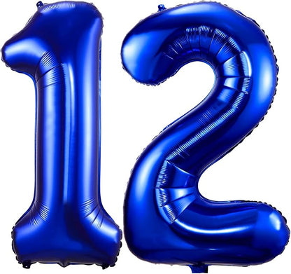 Navy Blue 12 Balloon Numbers, 40 Inch Dark Blue 12 or 21 Birthday Balloons by BBPOOL