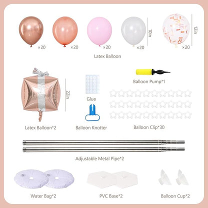 Rose Gold Balloon Column Stand Kit of 2，Pink Balloon Tower | 102Pcs Rose Gold - Image 2