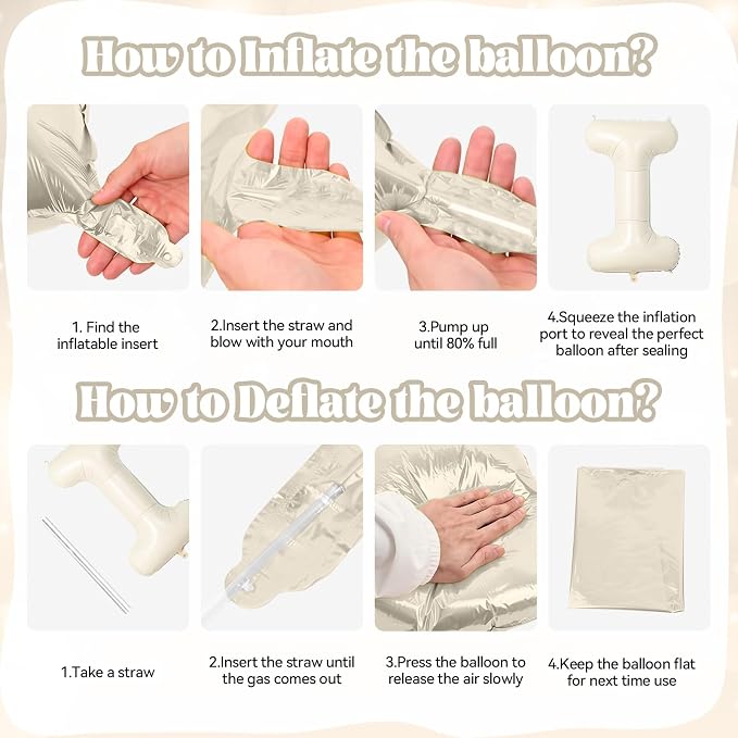 Biapian 40 Inch BRIDE Letter Balloons, Big Cream BRIDE Foil Balloons - Image 9