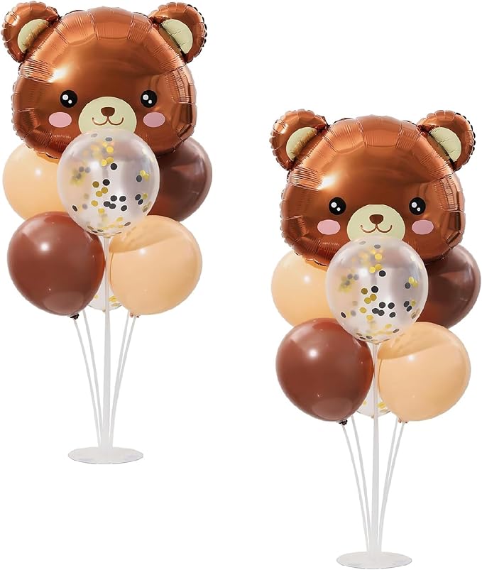 Teddy Bear Table Centerpiece Balloon Stand Kit Set of 2 by ZyloonDecoration
