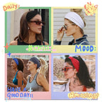 Huachi Headbands for Women, Wide Elastic Head Bands Non Slip, Thick Workout Headband Sweat Bands, Soft Large Knotted Hair Band Turban Headwraps for Washing Face, Makeup, Sport, Running(Pack of 6)