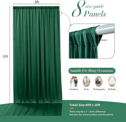 40 ft x 10 ft Wrinkle Free Hunter Green Backdrop Curtain - Image 5