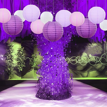 Purple Paper Lanterns 12 Pcs Assorted Size of 6" 8" 10" 12" Chinese Round Paper - Image 5