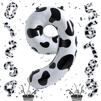 40 Inch Number 9 Balloons for Boys, Cow Print Giant 9th Birthday Party Number - Image 8