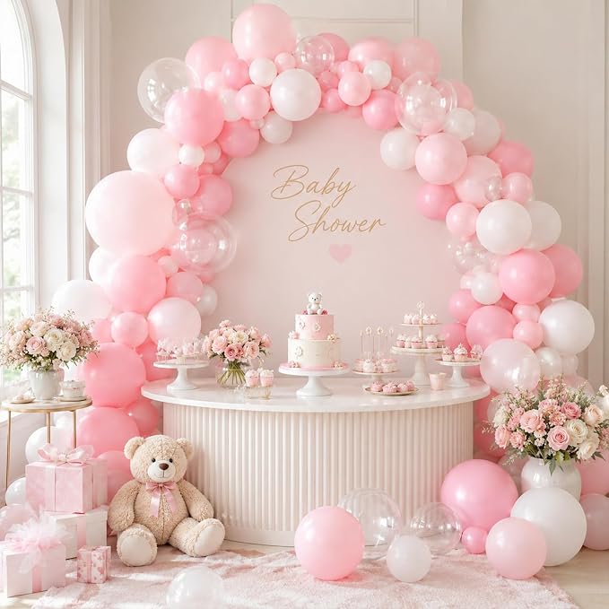 HILAVO Dusty Pink Balloons 12 Inch Blush Pastel Light Baby Pink and White Latex - Image 4