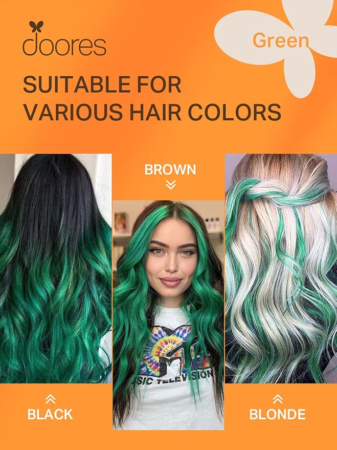 DOORES Human Hair Extensions, Green Tape in Hair Extensions 10pcs 22 Inch 30g, Straight Skin Weft Seamless Invisible Tape
