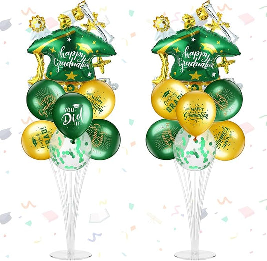 Jenaai Green and Gold 27 Pcs 2026 Graduation Balloon Centerpiece by Jenaai