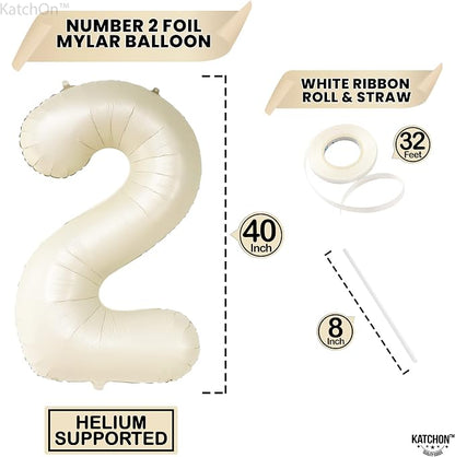 KatchOn Cream White Number 2 Balloon - Image 4