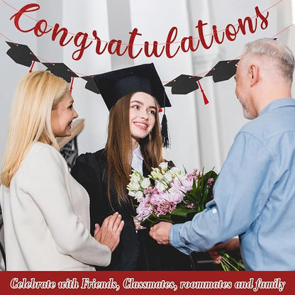 Class of 2026 Graduation Decorations Pre-Strung Glitter Congratulations Banner - Image 4