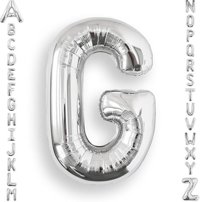 AULE 40 Inch Silver G Balloon Letter Foil A-Z Birthday Big Alphabet | Birthday by AULE