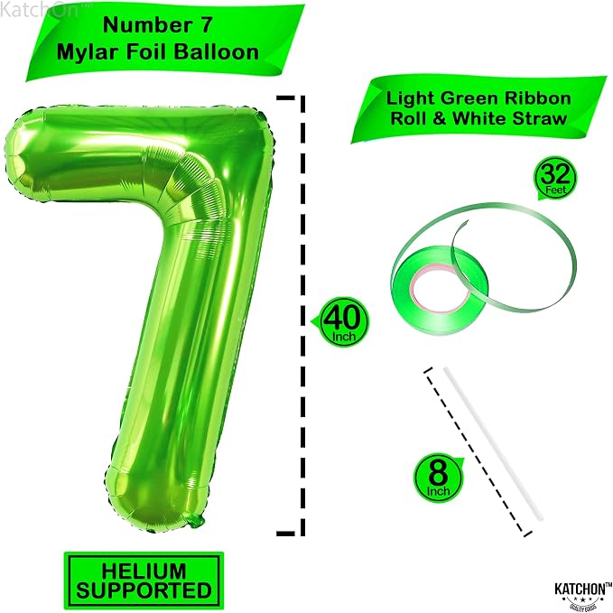 KatchOn Giant Light Green Number 7 Balloon - Image 2