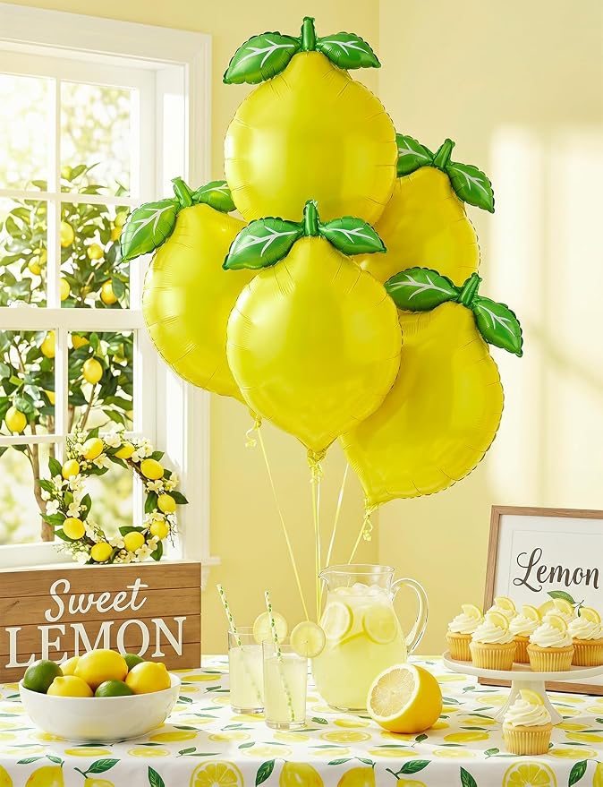10Pcs Lemon Foil Balloons, Lemonade Balloons - Image 4