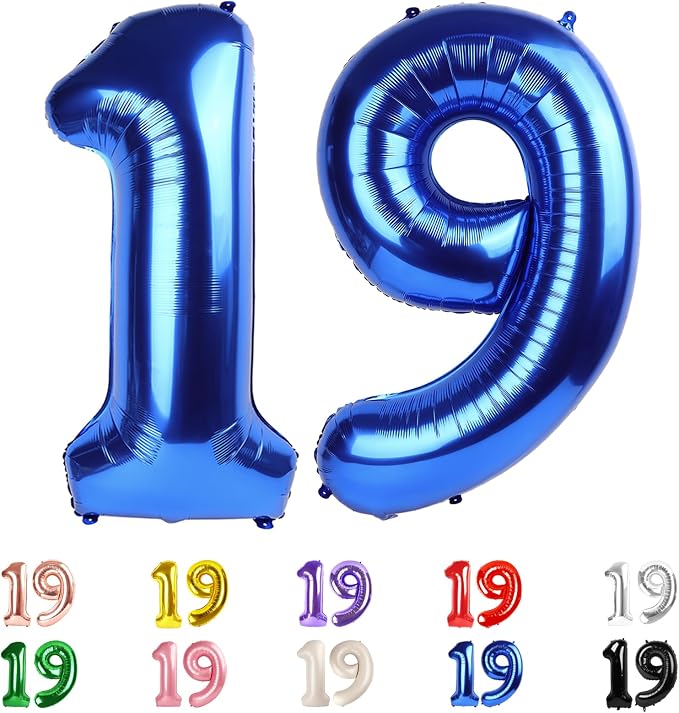 19 Balloon Numbers 40Inch for 19th Year Old Birthday Decorations, Dark Blue | by Mluchee