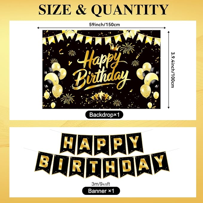 Black Gold Birthday Decorations - Image 6
