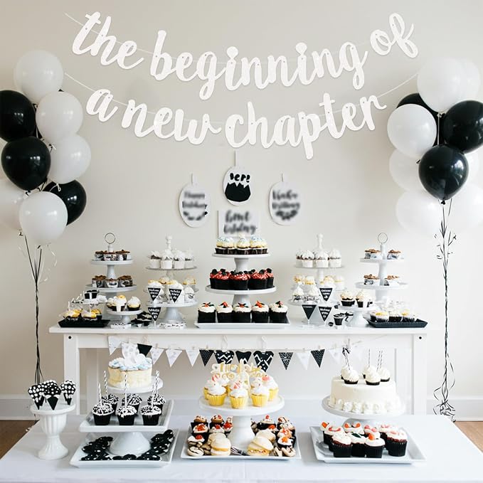 BEISHIDA White Pre-Strung Glitter The Beginning of A New Chapter Banner | - Image 4