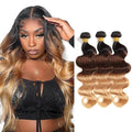 Ombre Blonde Bundles Human Hair T1B4/27 Body Wave Bundles 14 16 18 Inch Niegmeag Brazilian Virgin Remy Hair Extensions Double Weft 3 Tone Honey Blonde and Brown Bundle Hair Weave