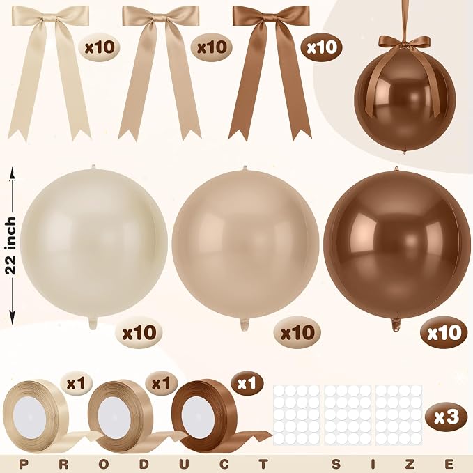 Jenaai 30 Set Round Foil Balloons Bulk 22 Inch 4d Metallic Giant Balloons Set - Image 2