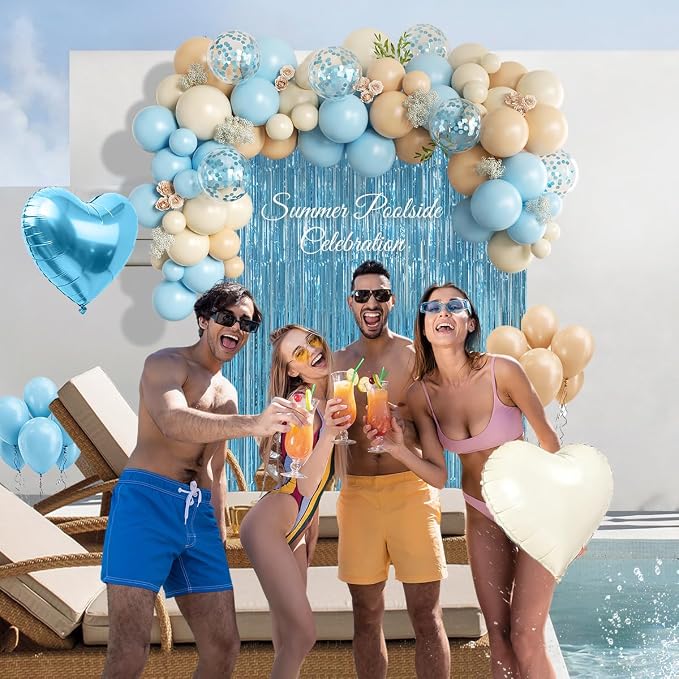 Light Blue Nude Sand White Balloons Arch Kit, Boy Baby Shower Balloons | 157 - Image 5