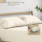 THREAD SPREAD 100% Cotton Pillowcases Standard/Queen Size Set of 4-400 Thread Count Cotton Pillowcases, Ultra Soft Cool Sateen Weave Pillow Cases for Sleeping, Set of 4 Pillow Covers (Ivory)